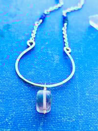 Image 1 of gold wire wrapped beaded necklace with fluorite, lapis lazuli, and moonstone, long necklace, laye...