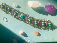 Image 2 of Fluorite and Howlite beaded bracelet