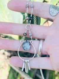 Image 1 of sage amethyst fringe necklace