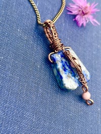Image 3 of Sodalite and rhodonite copper wire wrapped necklace