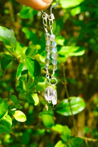 Image 2 of Labradorite and amethyst stacked dangle earrings
