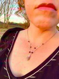 Image 3 of Labradorite, moonstone, and Jasper wire wrapped silver necklace