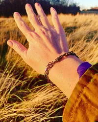 Image 3 of Amazonite, Howlite, and Jasper antique brass layered bracelet