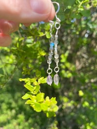Image 3 of Labradorite and amethyst stacked dangle earrings