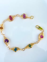 Image 1 of Rainbow tourmaline bracelet gold wire