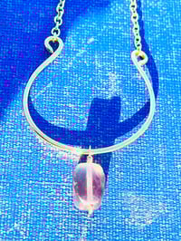 Image 4 of gold wire wrapped beaded necklace with fluorite, lapis lazuli, and moonstone, long necklace, laye...