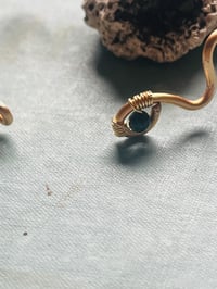 Image 2 of gold hammered bangle with jade