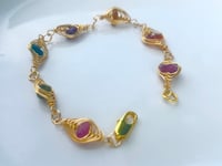 Image 2 of Rainbow tourmaline bracelet gold wire