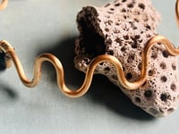 Image 3 of gold hammered bangle with jade