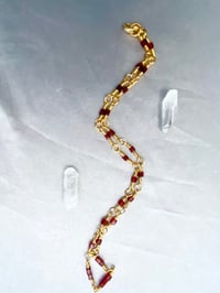 Image 2 of Gold wire wrapped red garnet necklace