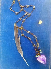 Image 2 of Fluorite and Amazonite wire wrapped necklace