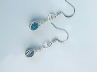 Image 3 of Mini labradorite wire wrapped earrings in silver