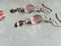 Image 3 of sterling silver and light purple fluorite moon earrings