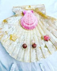 Image 3 of Jasper and rose quartz wire wrapped silver dangle earrings