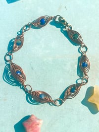 Image 1 of Lapis lazuli and copper wire wrapped bracelet