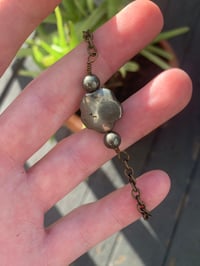 Image 2 of Long Pyrite and Antique Brass Necklace