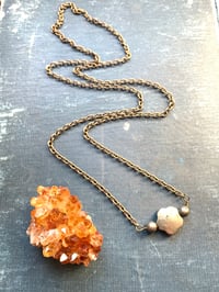 Image 3 of Long Pyrite and Antique Brass Necklace