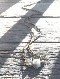 Image 4 of Long Pyrite and Antique Brass Necklace