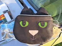Image 1 of Black Cat Cork Zipper Pouch Bag