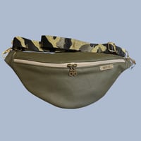 Image 1 of Small olive green leather bumbag