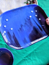 Image 3 of Night Sky with Snow Flakes Fused Glass Plate