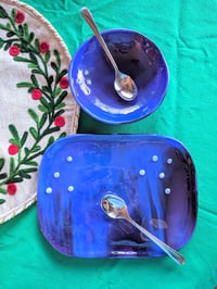 Image 2 of Night Sky with Snow Flakes Fused Glass Plate