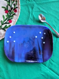 Image 1 of Night Sky with Snow Flakes Fused Glass Plate