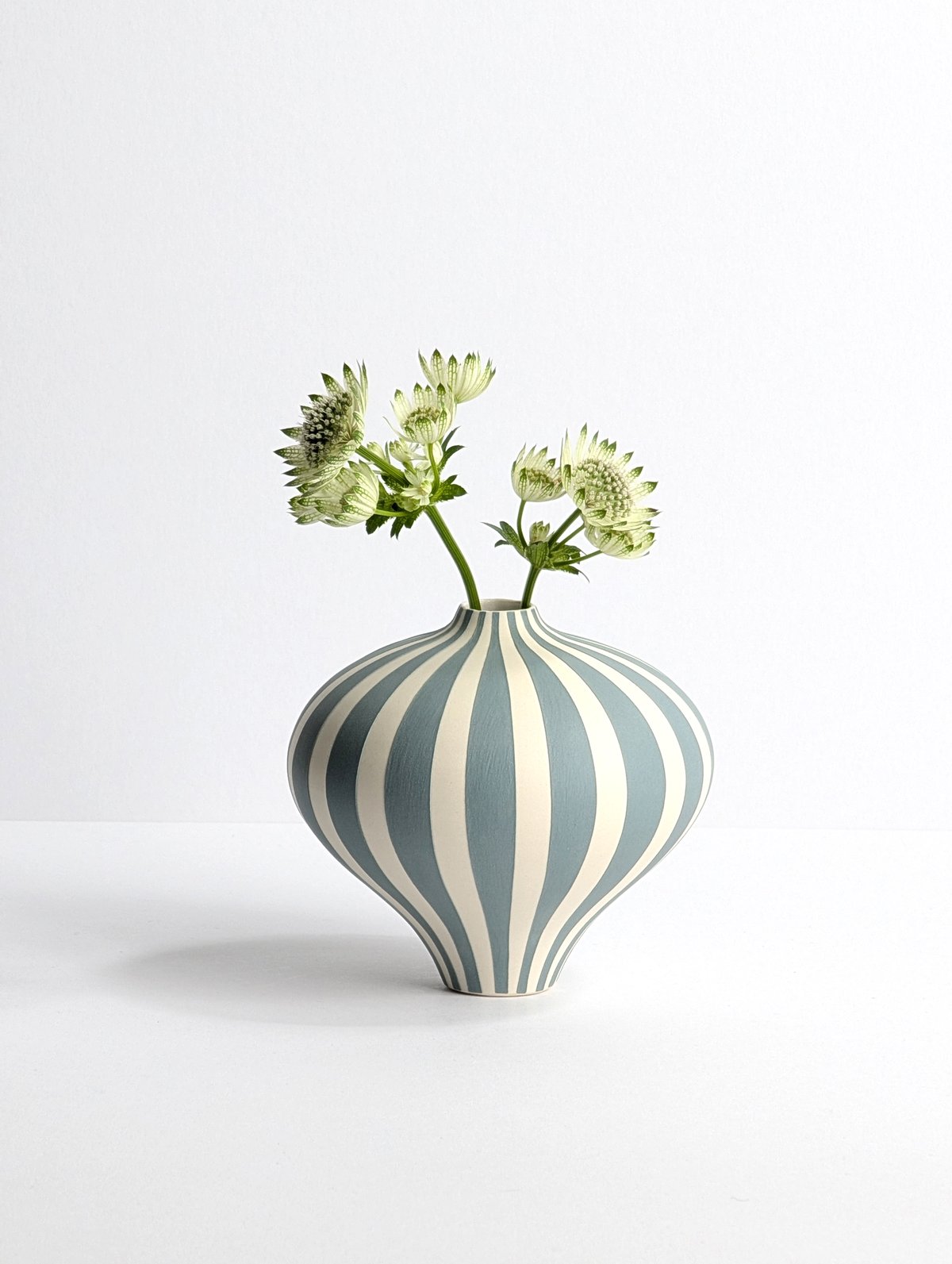Image of Midi Blue-grey & White Humbug Vase