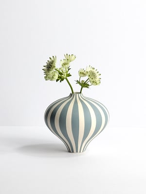 Image of Midi Blue-grey & White Humbug Vase