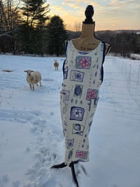 Image 1 of Upcycled Pure Linen Crossover Apron - Nature in Bloom