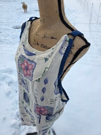 Image 5 of Upcycled Pure Linen Crossover Apron - Nature in Bloom