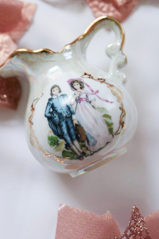 Image of Vintage Norcrest Boy Blue and Pinkie Girl Mini Pitcher