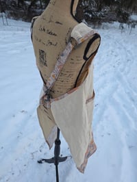 Image 3 of Upcycled Linen Apron- Field Poppies & Buttercream