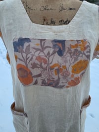 Image 5 of Upcycled Linen Apron- Field Poppies & Buttercream