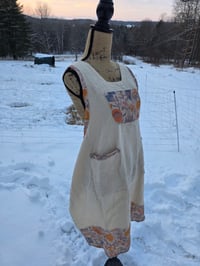 Image 8 of Upcycled Linen Apron- Field Poppies & Buttercream
