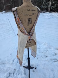 Image 10 of Upcycled Linen Apron- Field Poppies & Buttercream