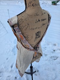 Image 11 of Upcycled Linen Apron- Field Poppies & Buttercream