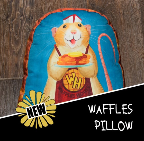 Image of Waffles Waffles House Handmade 14" Velvet Pillow