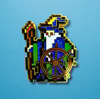 Image 1 of Blue Wizard Enamel Pin with Ship's Wheel: Bob's 1st Pin!