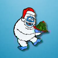 Image 1 of Holiday Yeti Enamel Pin with Green Glitter Jello