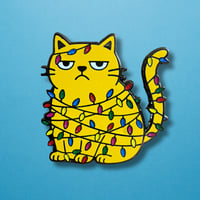Image 1 of Grumpy Christmas Cat Enamel Pin