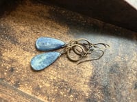 Image 2 of Brass Blue Kyanite stone earrings / n14