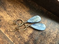 Image 4 of Brass Blue Kyanite stone earrings / n14