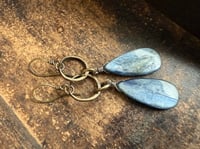 Image 9 of Brass Blue Kyanite stone earrings / n14