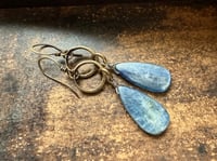 Image 12 of Brass Blue Kyanite stone earrings / n14