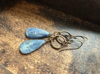 Image 13 of Brass Blue Kyanite stone earrings / n14