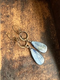 Image 15 of Brass Blue Kyanite stone earrings / n14
