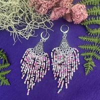 Pink Flower Fringe Earrings