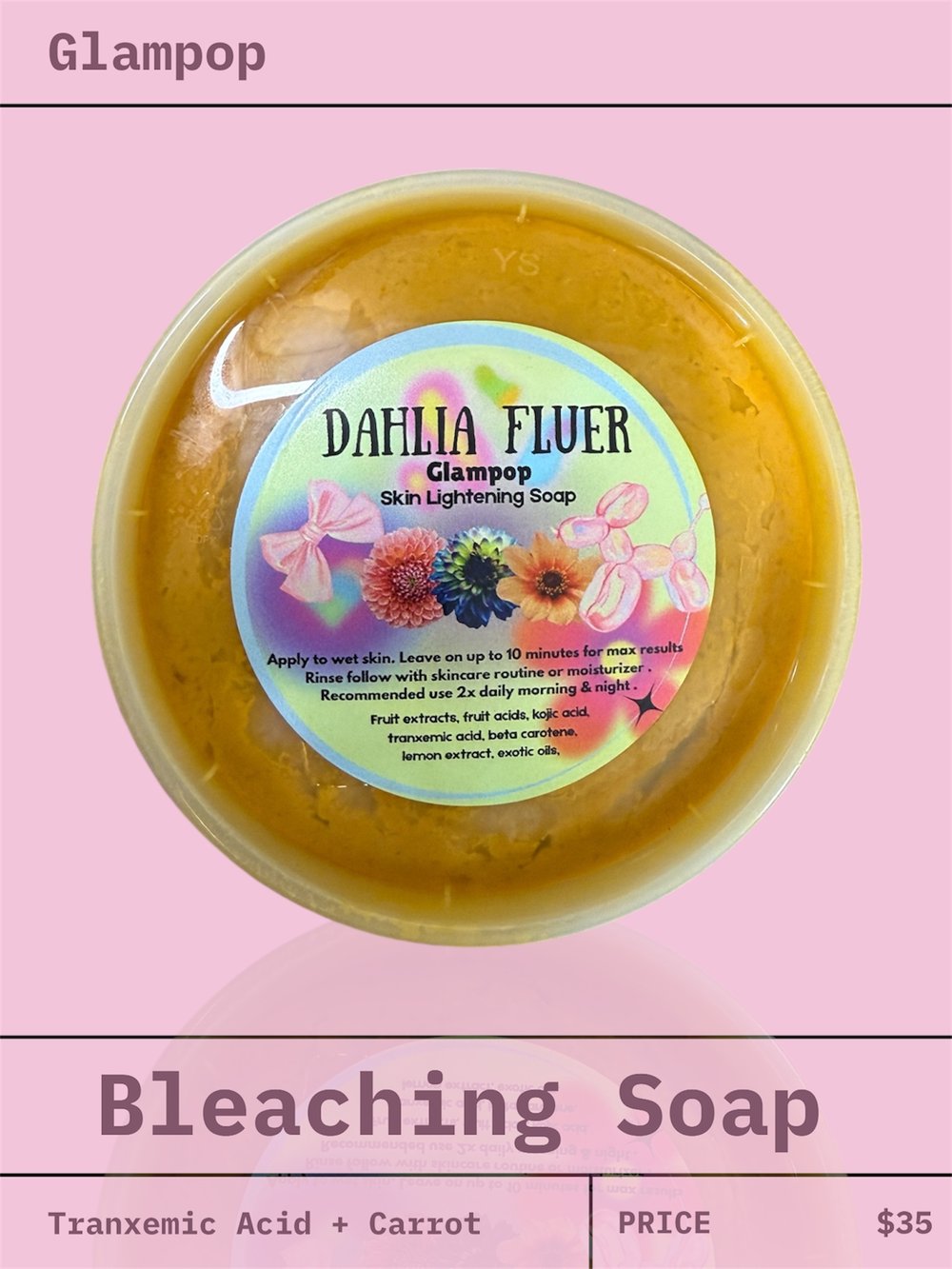 Image of Glampop Carrot Bleaching Soap *Level 1 Bleaching* active ingredients for skin issues 