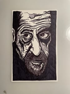 Image of Face In The Dark Original Ink Drawing